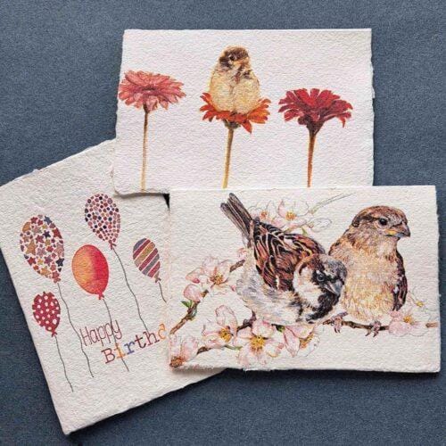 kaarten van handgeschept papier met enveloppe en inlegvel